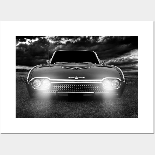 ford Thunderbird, black and white Wall Art by hottehue